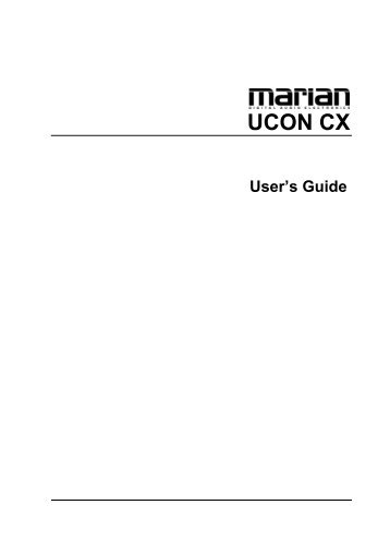 MARIAN Ucon CX User's Manual - Univers-sons.com