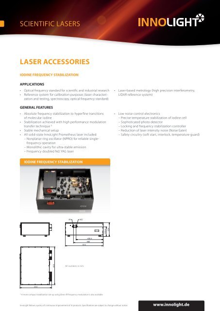 SCIENTIFIC LASERS LASER ACCESSORIES - InnoLight GmbH