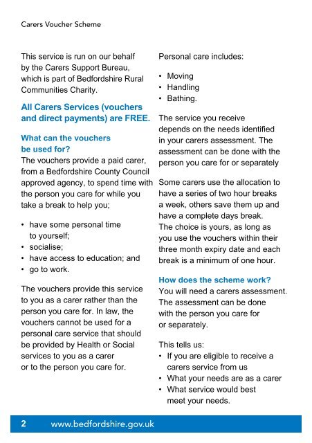 Carers Voucher Scheme - Bedfordshire County Council