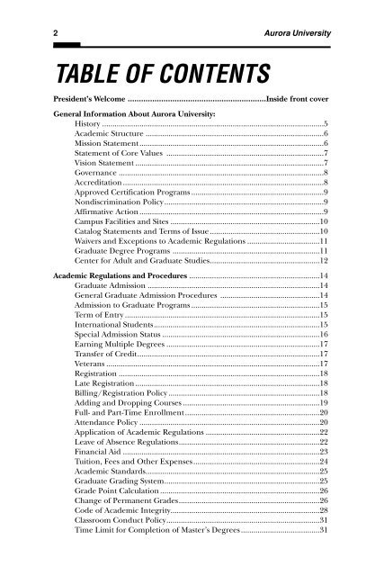 Grad Catalog 09-11.indd - Aurora University