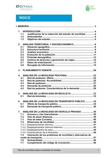 PLAN DE MOVILIDAD SOSTENIBLE EN EL MUNICIPIO DE AREATZA