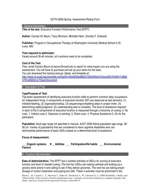 Executive Function Performance Test (EFPT)