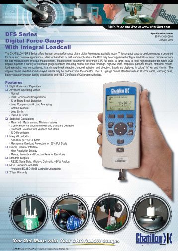 DFS Series Digital Force Gauge With Integral Loadcell - Ross Brown ...