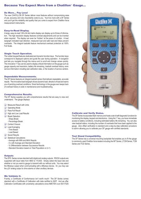 DFS Series Digital Force Gauge With Integral Loadcell - Ross Brown ...