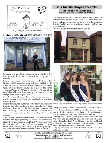 Your Friendly Village Newsletter - Minster Matters