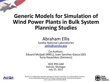 Generic Models for Simulation of Wind Power Plants in Bulk System ...