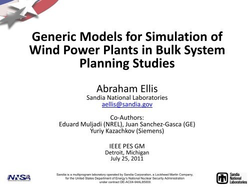 Generic Models for Simulation of Wind Power Plants in Bulk System ...