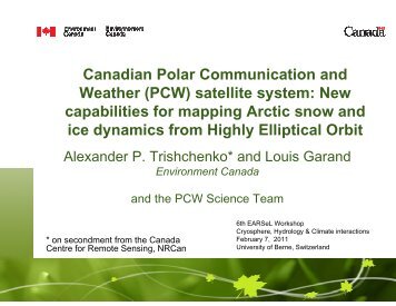 (PCW) satellite system - Agence spatiale canadienne