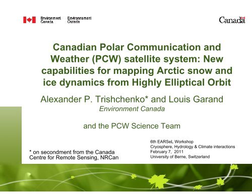 (PCW) satellite system - Agence spatiale canadienne