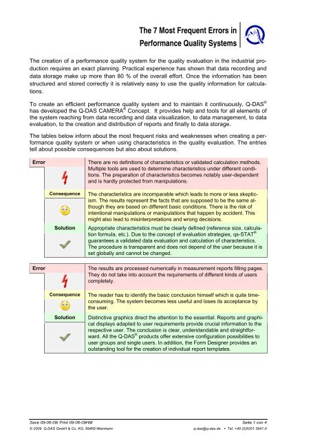 The 7 Most Frequent Errors in Performance Quality Systems - Q-DAS