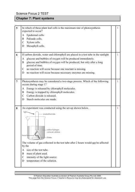 Science Focus 2 TEST Chapter 7 - Pearson Australia Media ...