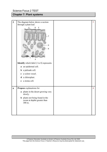 Science Focus 2 TEST Chapter 7 - Pearson Australia Media ...