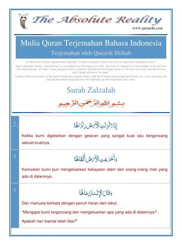 Mulia Quran Terjemahan Bahasa Indonesia Surah Zalzalah