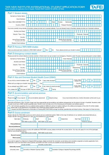 TAFE NSW International Student Application Form