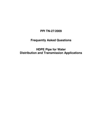 HDPE Pipe for Water Distribution and Transmission Applications