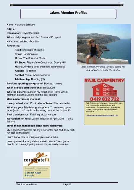 June/July 2010 West Lakes Lakers Newsletter - the Lakers Triathlon ...