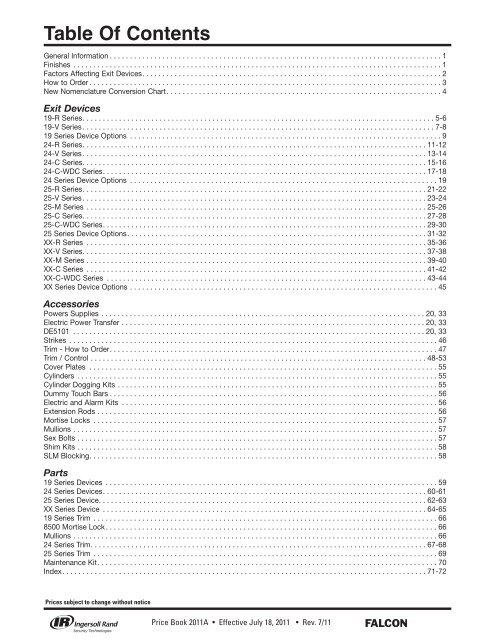 Falcon July 18, 2011A Pricebook.pdf - Access Hardware Supply