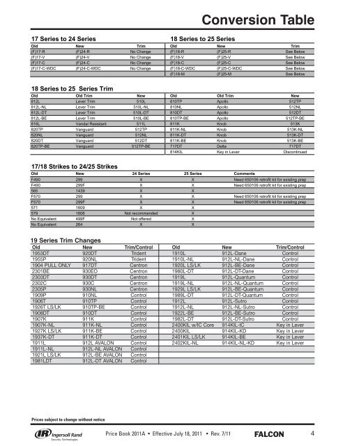 Falcon July 18, 2011A Pricebook.pdf - Access Hardware Supply