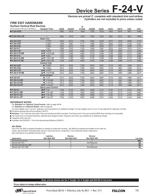 Falcon July 18, 2011A Pricebook.pdf - Access Hardware Supply