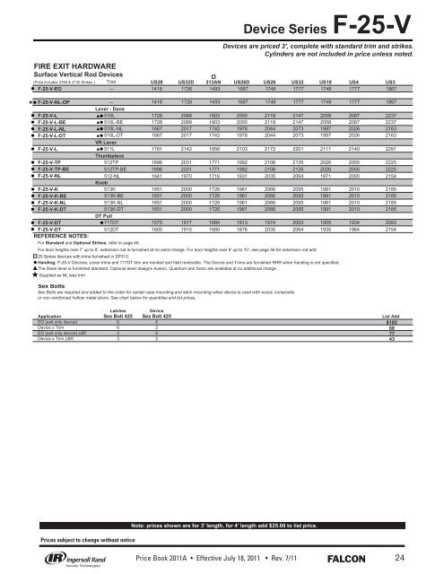 Falcon July 18, 2011A Pricebook.pdf - Access Hardware Supply