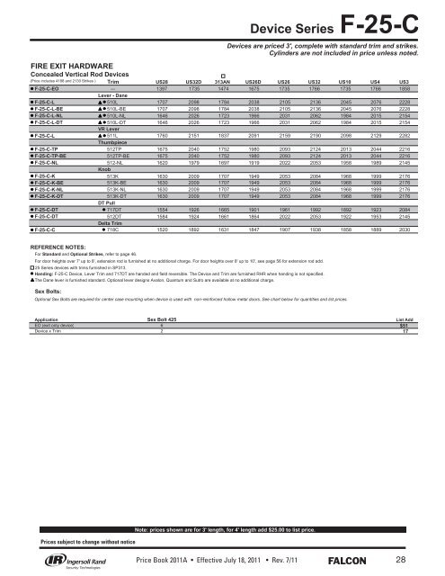 Falcon July 18, 2011A Pricebook.pdf - Access Hardware Supply