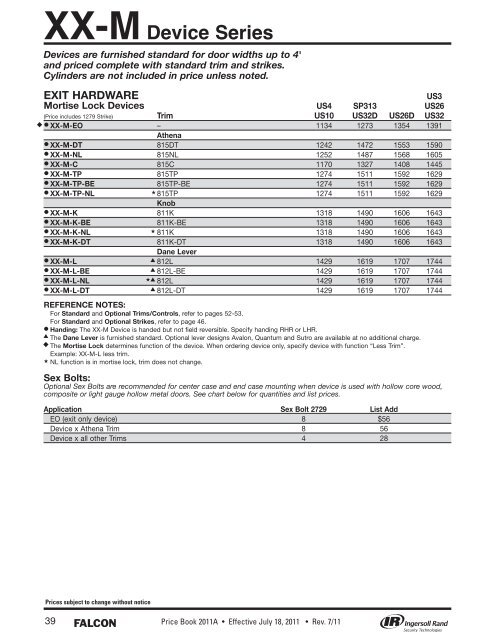 Falcon July 18, 2011A Pricebook.pdf - Access Hardware Supply