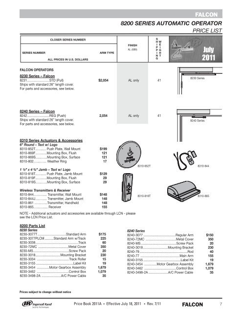 Falcon July 18, 2011A Pricebook.pdf - Access Hardware Supply