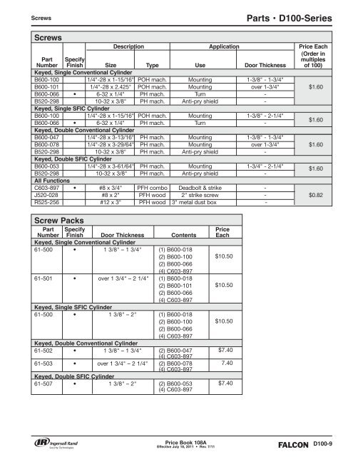 Falcon July 18, 2011A Pricebook.pdf - Access Hardware Supply