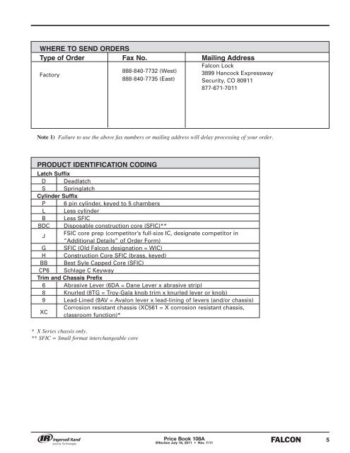 Falcon July 18, 2011A Pricebook.pdf - Access Hardware Supply