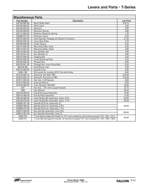 Falcon July 18, 2011A Pricebook.pdf - Access Hardware Supply