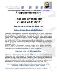 Programmübersicht Tage der offenen Tür 21. und 22.11.2014