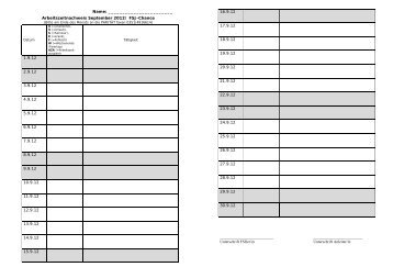 Arbeitszeitnachweis September 2012/ FSJ-Chance 1.9.12 2.9.12 3.9 ...