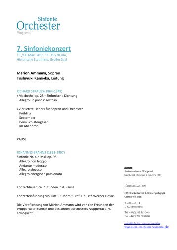 7. Sinfoniekonzert - Sinfonieorchester Wuppertal
