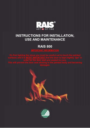 Rais 800 Installation, Use and Maintenance Manual - Robeys Ltd