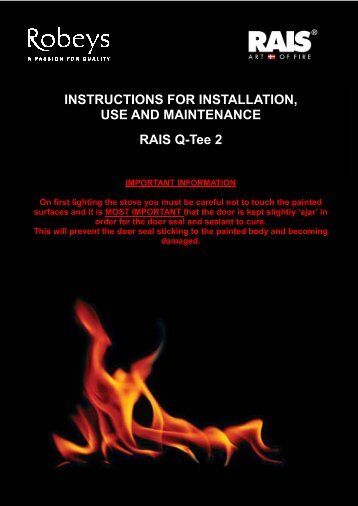 Rais Q-Tee 2 Installation, Use and Maintenance Manual - Robeys Ltd