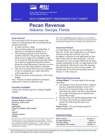 Pecan Revenue - RMA USDA Risk Management Agency - US ...