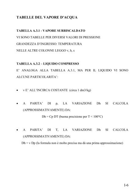 Tabelle Del Vapore Dacqu