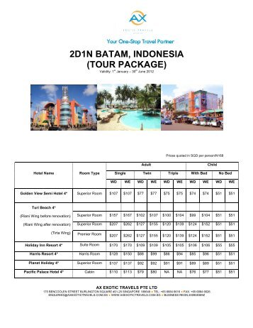 2D1N BATAM, INDONESIA (TOUR PACKAGE) - AX Exotic Travels