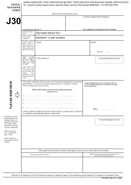 Stock Transfer Form (PDF 277 KB) - Rank Group