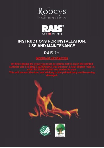 Rais 2-1 Installation, Use and Maintenance Manual - Robeys Ltd
