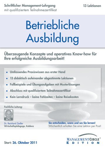 Schriftlicher Lehrgang: Betriebliche Ausbildung - Management ...