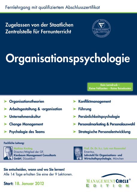 Fernlehrgang: Organisationspsychologie - Management Circle AG