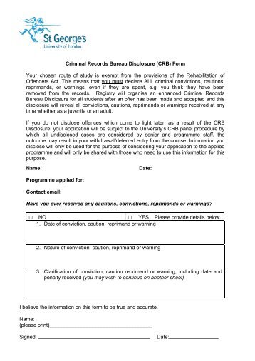 Criminal Records Bureau Disclosure (CRB) Form Your chosen route ...