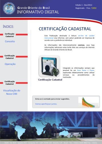 CERTIFICAÃÃO CADASTRAL - Grande Oriente do Brasil