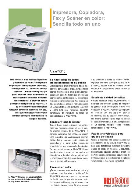 Impresora, Copiadora, Fax y ScÃ¡ner en color: Sencilla ... - Alo girona
