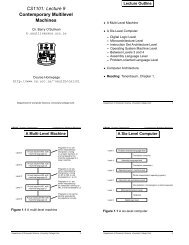 CS1101: Lecture 9 Contemporary Multilevel Machines - Computer ...