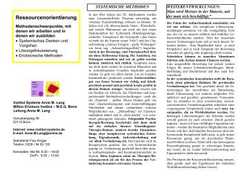 Ressourcenorientierung - Institut Systeme