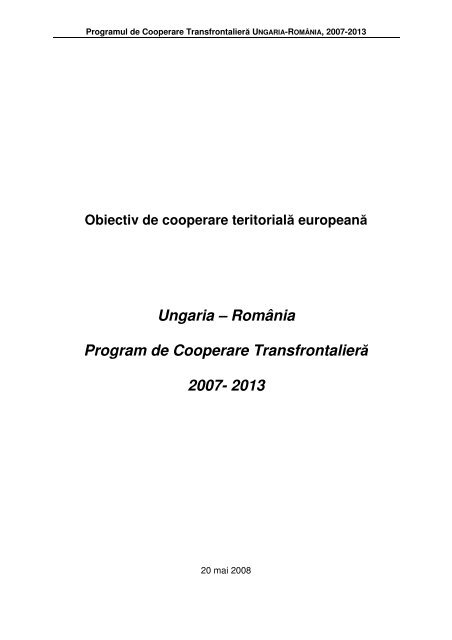 Ungaria – România Program de Cooperare ... - Infocooperare