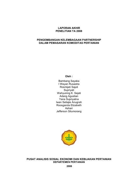 Pengembangan Kelembagaan Partnership Dalam Pemasaran