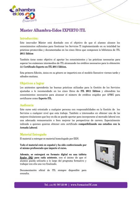 Master Alhambra-Eidos EXPERTO ITIL